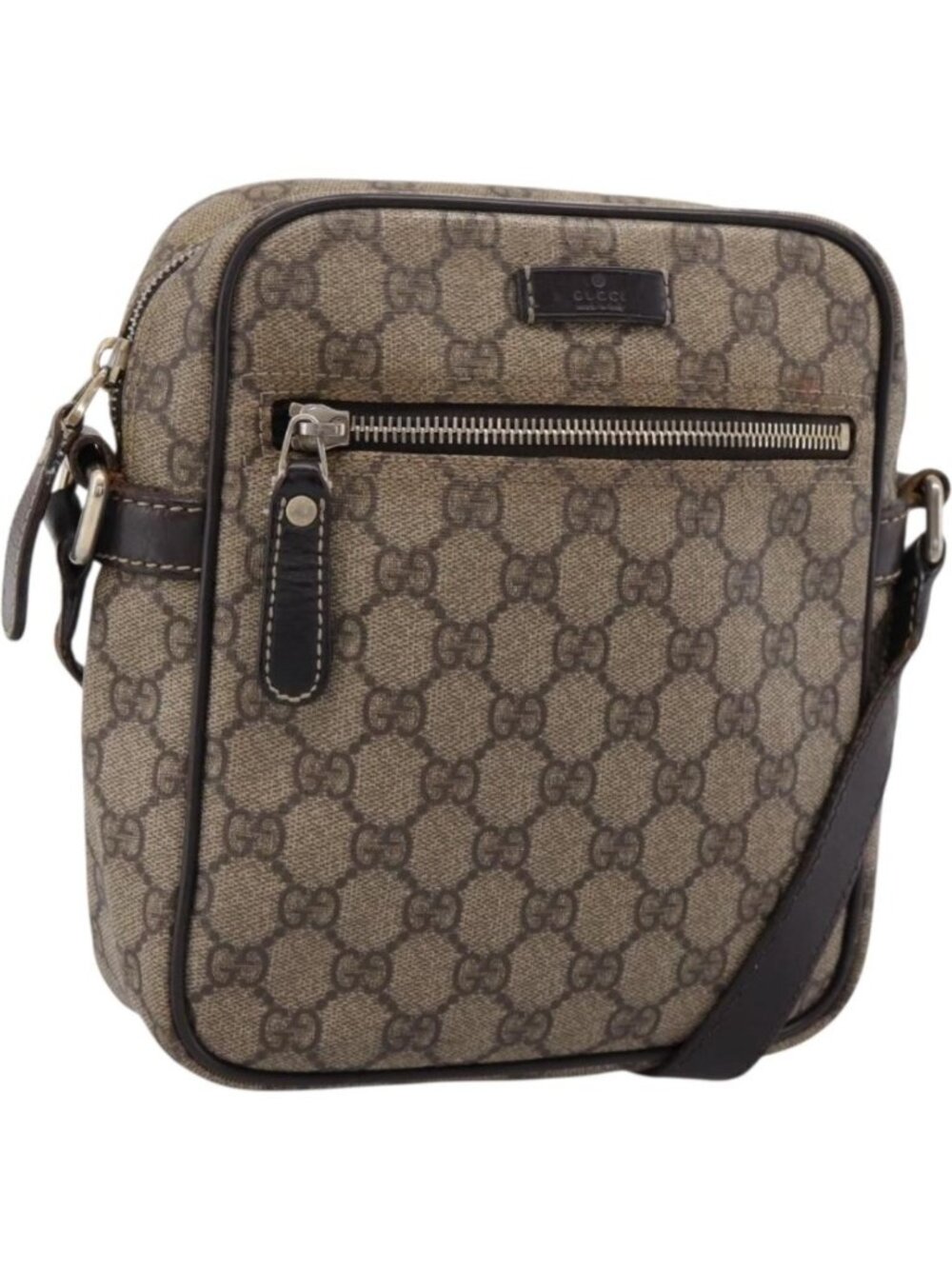 GUCCI GG Supreme Shoulder Bag PVC Beige Gold 233268